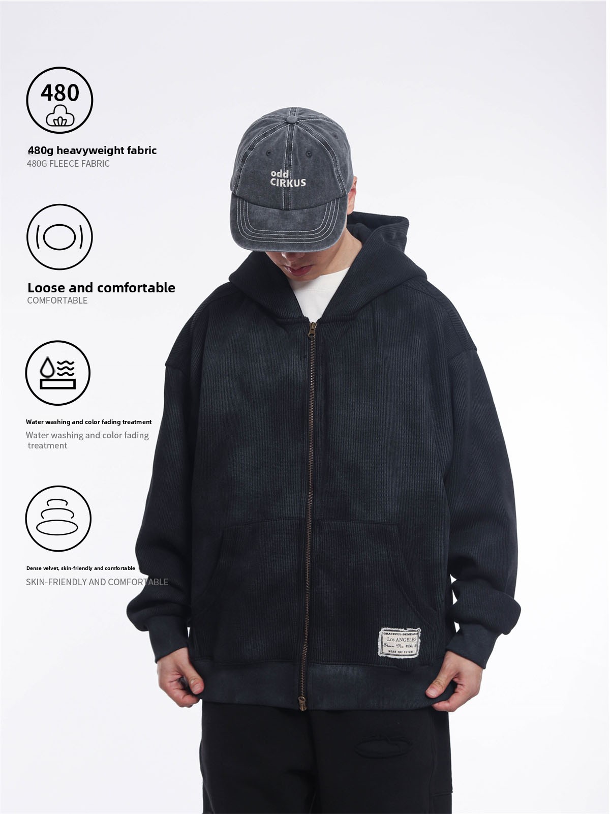 Streetwear Brand Japanese - Felpa con Cappuccio Stile Giapponese Retrò,