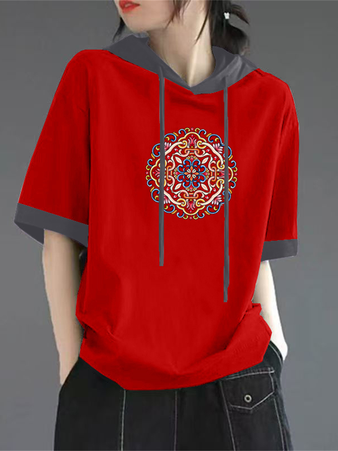 Streetwear Brand Hoodies - T-shirt Rossa in Puro Cotone a
