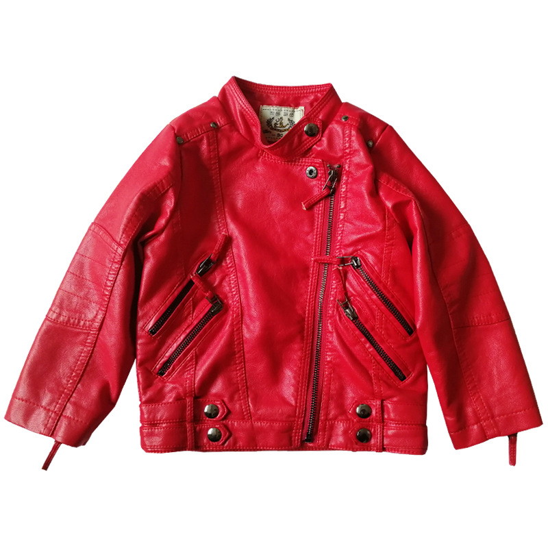 Streetwear Brand Red Logo - Giacca da motociclista in pelle PU