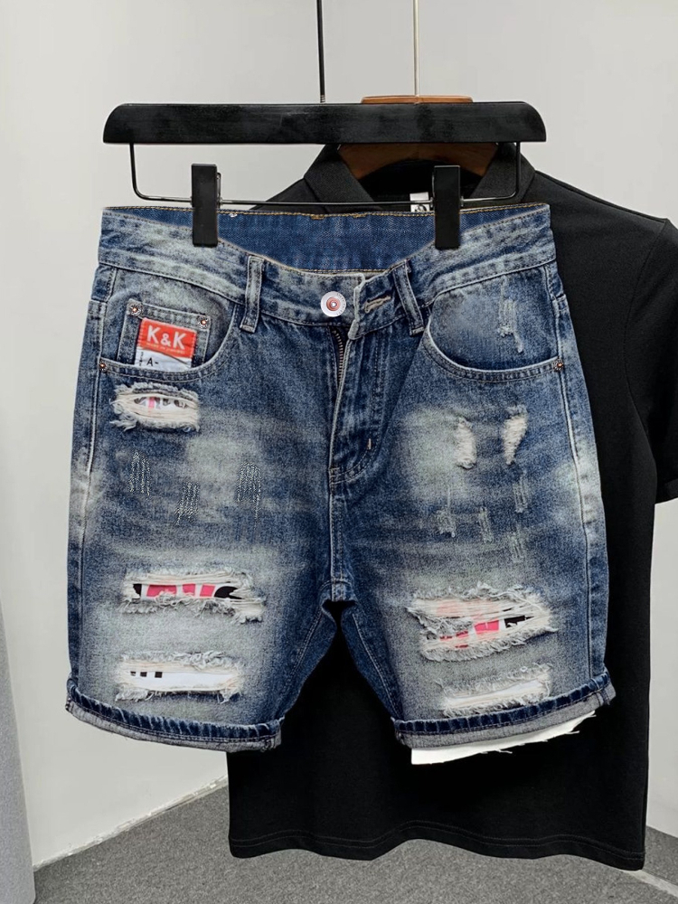 Streetwear Brands - Shorts in denim da uomo strappati