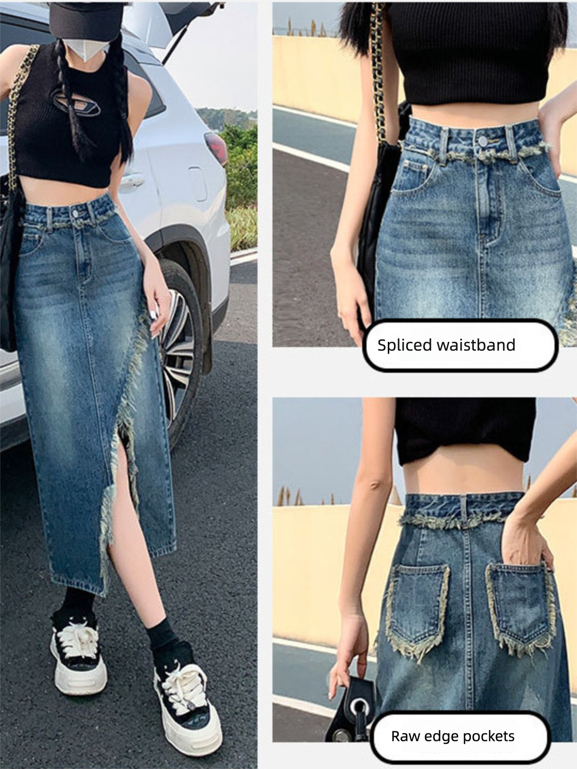 Streetwear Brand Pants - Gonna in denim da donna a