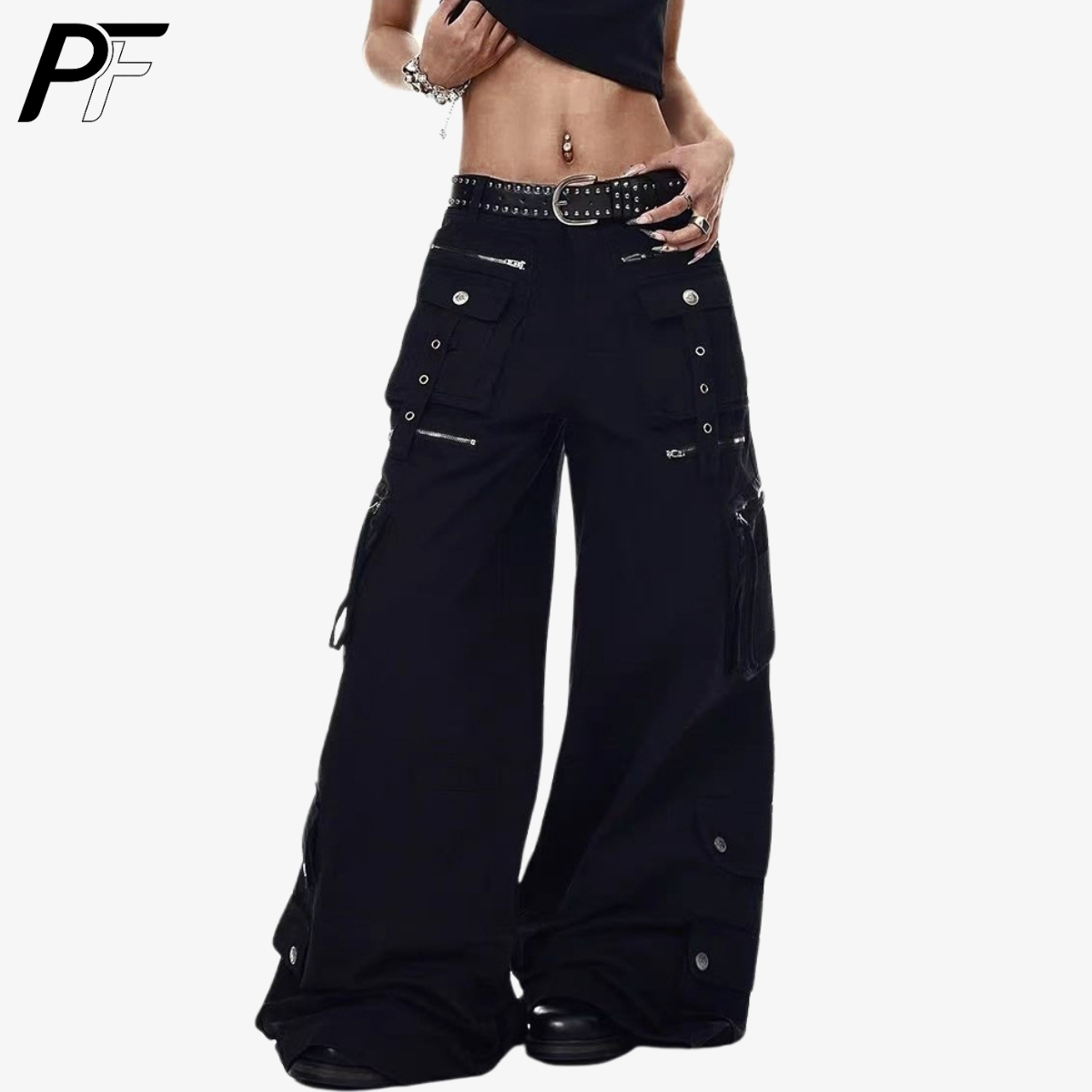 Streetwear Brand Pants - Pantaloni Cargo a Gamba Larga Stile