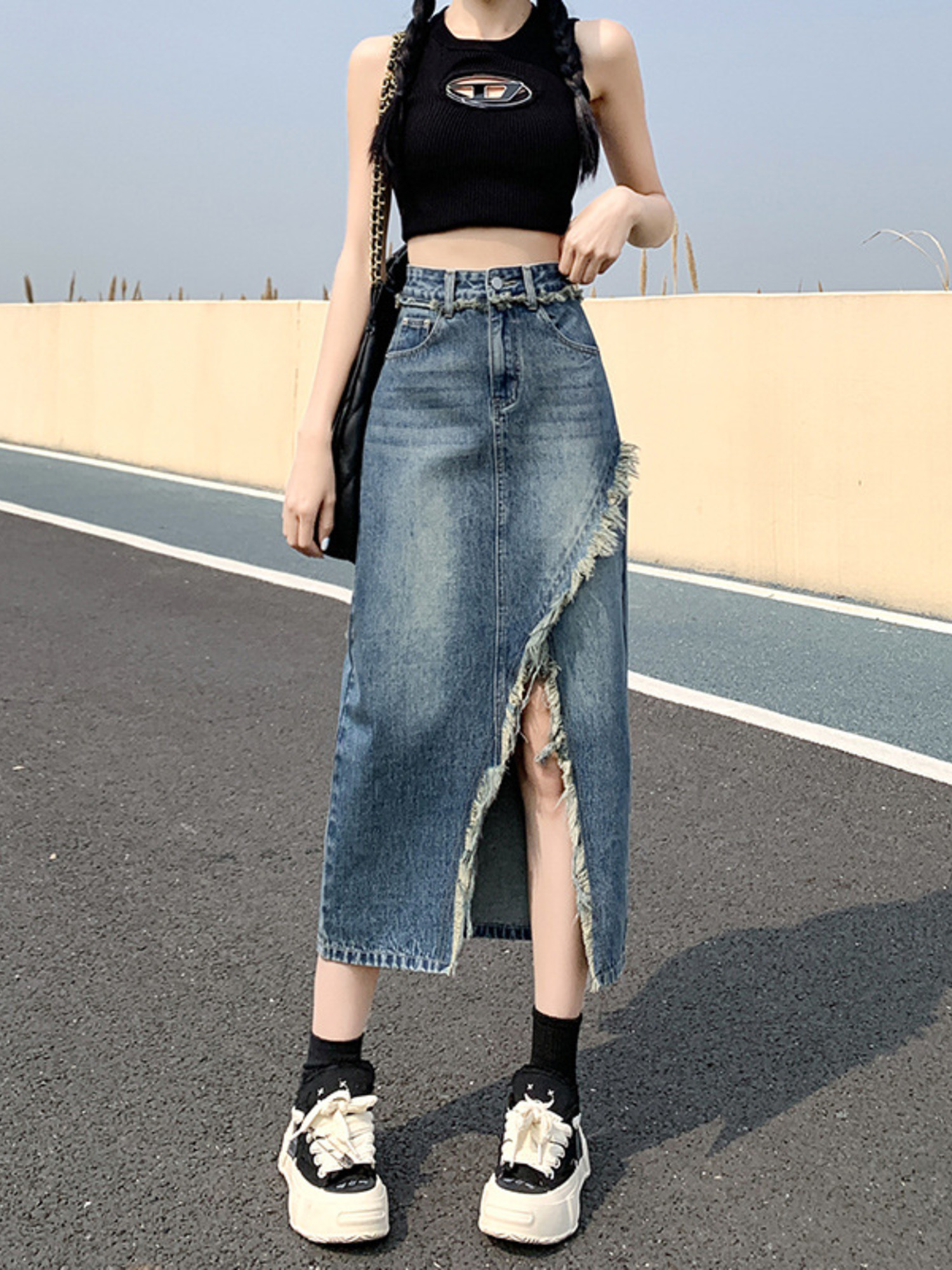 Gonna in denim da donna a vita - Streetwear Brand Pants recensione e prezzo