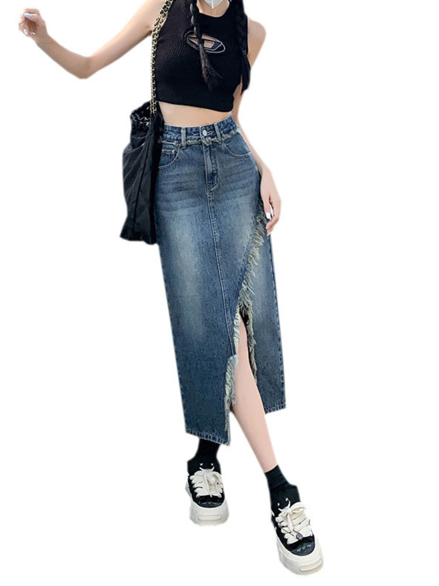 Gonna in denim da donna a vita - Streetwear Brand Pants recensione e prezzo
